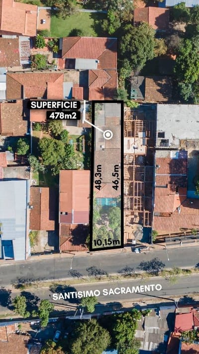 Terreno con construcción a demoler -  Avda. Sacramento - Trinidad, Asunción