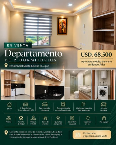 DEPARTAMENTO DE 2 DORMITORIOS EN LUQUE | CON PISCINA Y COCHERA 