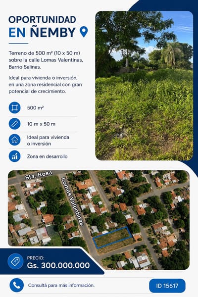 VENDO TERRENO DE 500M2 EN ÑEMBY BARRIO SALINAS