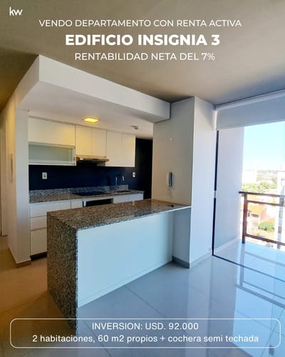 VENDO DEPARTAMENTO DE 2 HABITACIONES EN INSIGNIA 3 CON RENTA ACTIVA