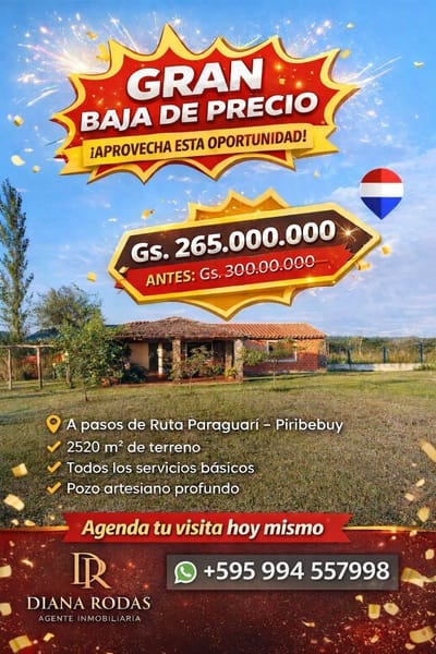 OFERTA- CASA QUINTA EN PIRIBEBUY