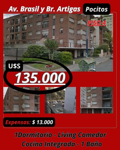 Pocitos Venta  Apto: Dorm. Cocina Baño LIV/comedor - Av. Brasil Y Araucho