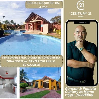 INMEJORABLE PRECIO, COMODA CASA EN ALQUILER AV BANZER 8VO ANILLO
