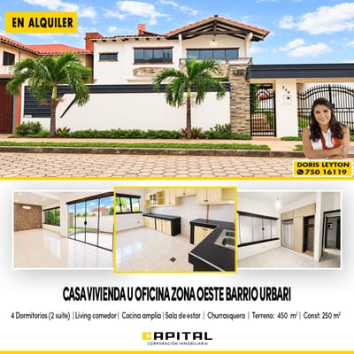 En Barrio Urbari alquilo casa para vivienda u oficina