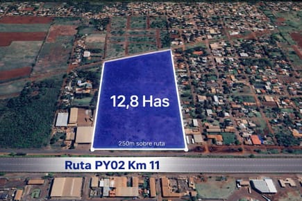 VENDO TERRENO DE 12,8 HECTAREAS EN CIUDAD DEL ESTE SOBRE RUTA