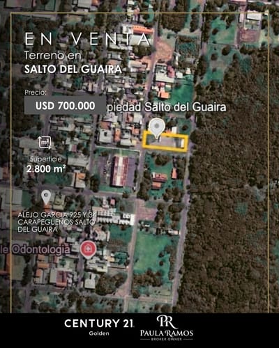 Terreno en venta de 2.800 m² con ubicación estratégica en Salto del Guairá
