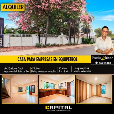 Casa para empresa en alquiler zona Equipetrol