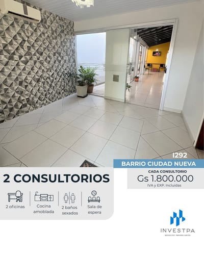CONSULTORIOS EN ASUNCIÓN - ALQUILO 2 CONSULTORIOS EN CIUDAD NUEVA 