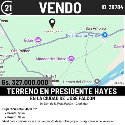 Vendo terreno en Presidente Hayes - José Falcón