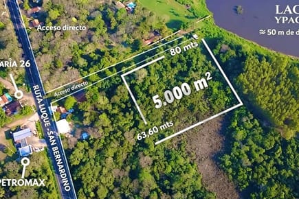 TERRENO CON SALIDA AL LAGO YPACARAI SAN BERNARDINO