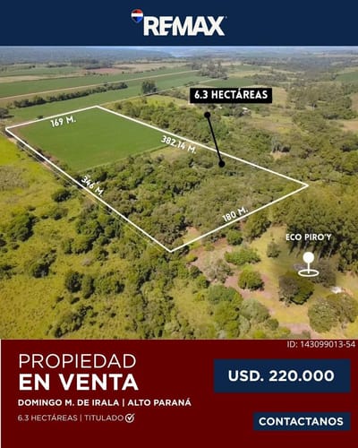 EN VENTA 6.3 HECTÁREAS | Alto potencial de inversión en Alto Paraná.