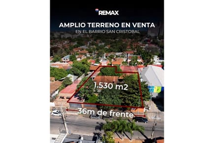 AMPLIO TERRENO CON 36 MT DE FRENTE EN ASUNCION SAN CRISTOBAL