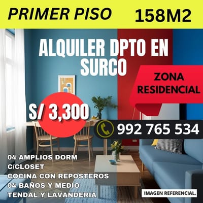 Alquilo Departamento en Surco 158M²