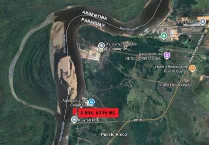 VENDO TERRENO PORTUARIO INDUSTRIAL SOBRE EL RIO PARAGUAY EN VILLETA