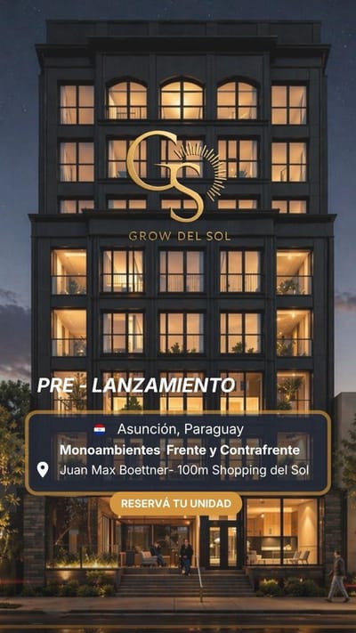 Vendo Monoambiente a 100 Metros del Shopping del Sol en Asunción 