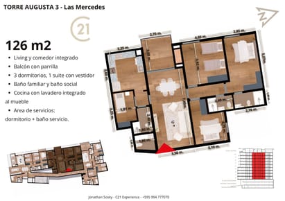 últimas unidades! 3 Dorm + Serv. En Las Mercedes - Torre Augusta 3