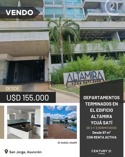En venta departamento de 2 habitaciones en Altamira Ycuá Satí 