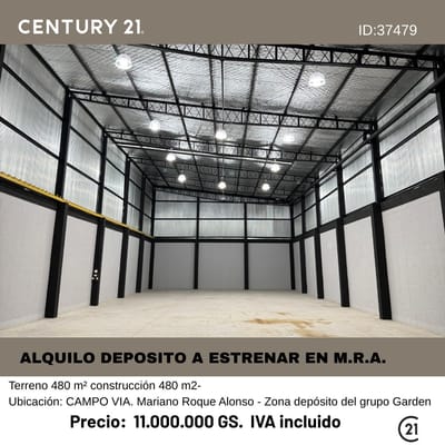 ALQUILO DEPÓSITO A ESTRENAR EN MARIANO ROQUE ALONSO – USO INDUSTRIAL / LOGÍSTICO