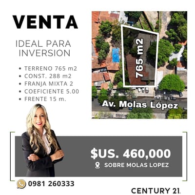Vendo Terreno Sobre La Avenida Molas Lopez, Ideal Para Desarrollos Inmobiliarios