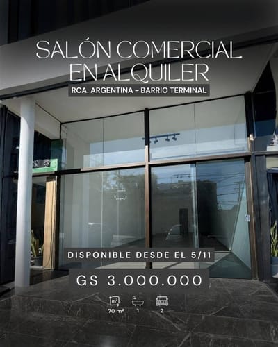 Alquilo local comercial sobre Rca Argentina zona terminal