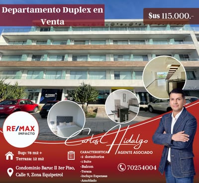 Lujoso Departamento Duplex en Condominio Baruc II - Equipetrol