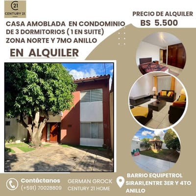A SOLO $785, CASA AMPLIA Y AMOBLADA EN ALQUILER
