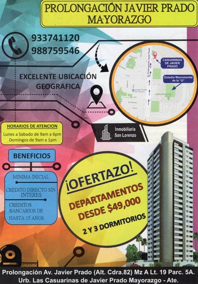 Venta de departamentos Prolongación Javier Prado- Ate 