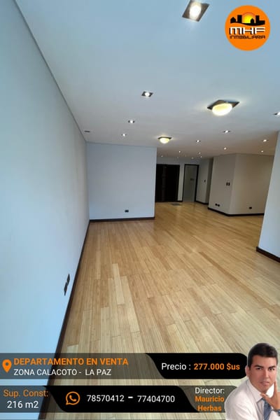 HERMOSO Y AMPLIO DEPTO EN VENTA 4 DORM. 2 PARQUEOS, 2 BAULERAS. LA PAZ 