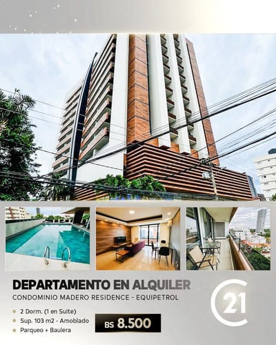 DEPARTAMENTO AMOBLADO DE 2 DORMITORIOS EN ALQUILER EN COND. MADERO RESIDENTE