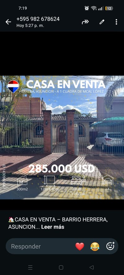 VENDO CASA EN BARRIO HERRERA ASUNCION 