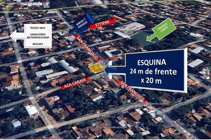 Terreno en esquina en  Zona Norte Fernando de la Mora.