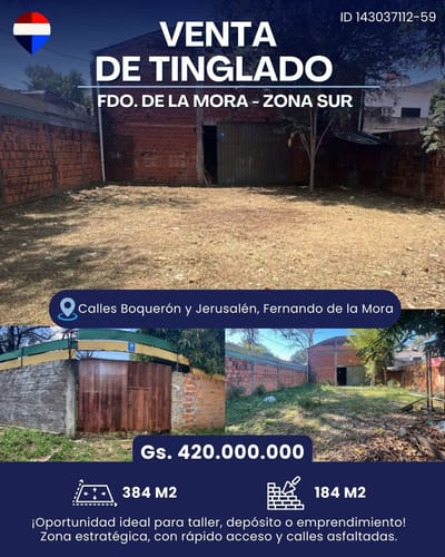 TINGLADO/GALPON EN VENTA - FDO. ZONA SUR