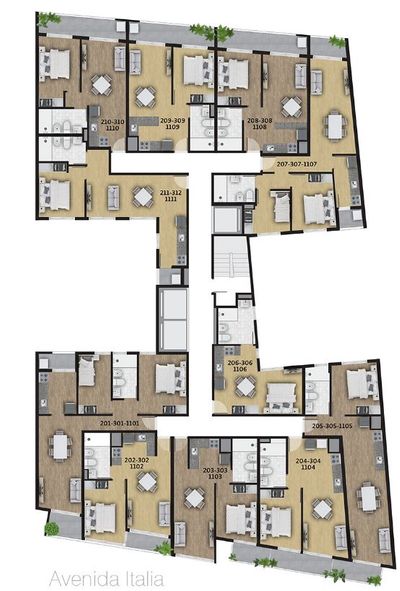 Plano Piso 2 - 3 y 11 — ONN Avenida