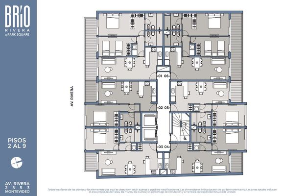 Plano Piso 2 al 9 — Brío Rivera