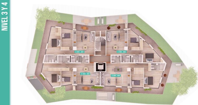 Plano Nivel 3 y 4 — Jardines de Rodó