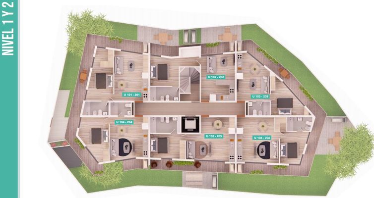 Plano Nivel 1 y 2 — Jardines de Rodó