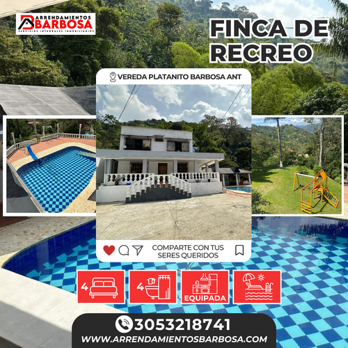 Finca en  Arriendo en Platanito parte baja, Barbosa - Imagen 1