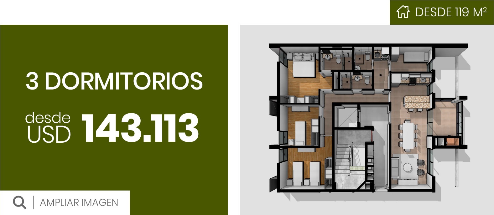 3 dormitorios