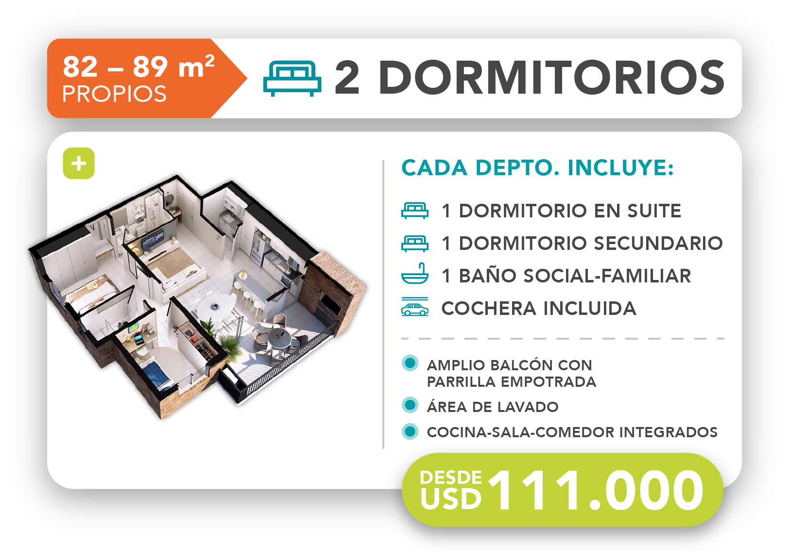 2 dormitorios