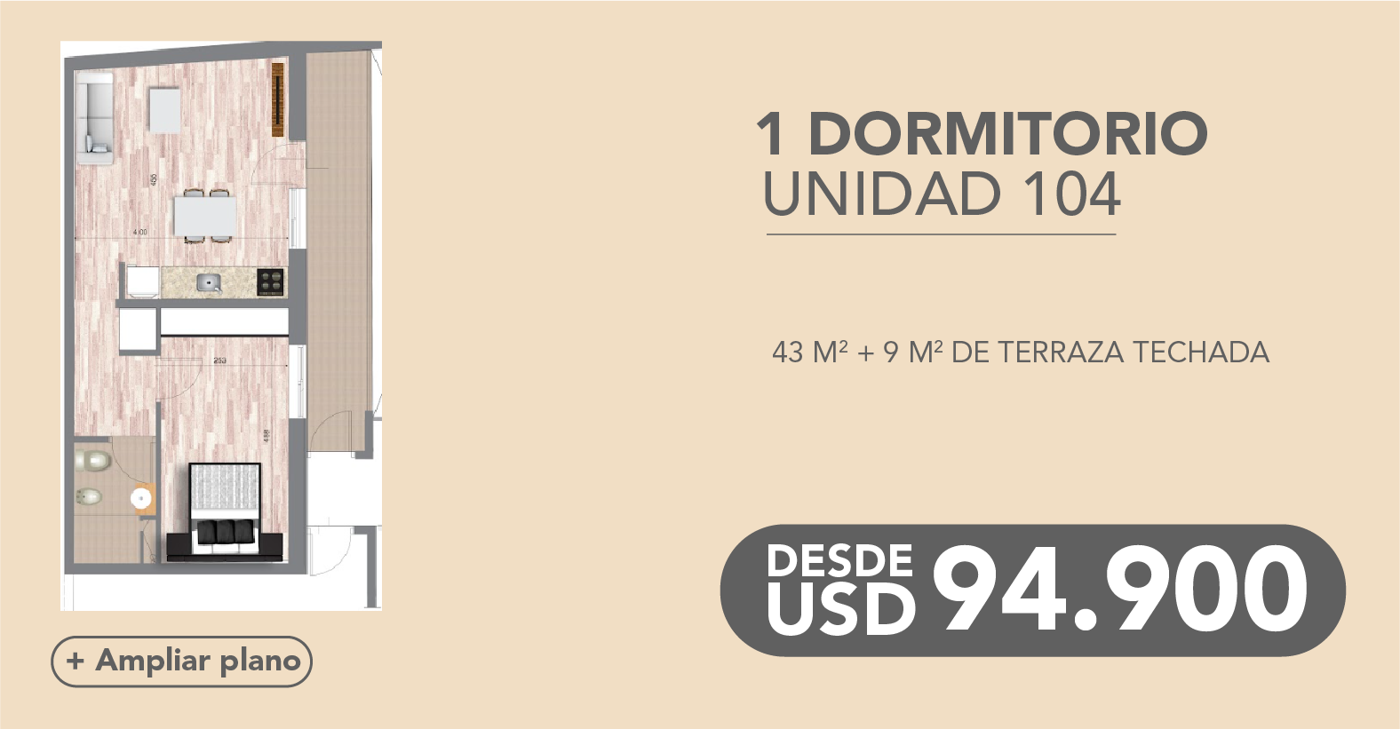 Dpto 2 dormitorios