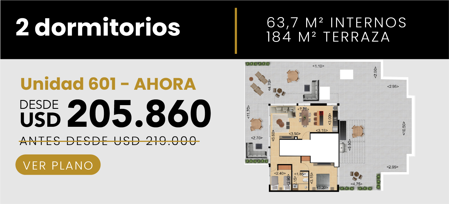 Dpto 2 dormitorios