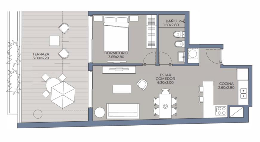Venta Apartamento en Pocitos Terraza Garage Amenities 2 Dormitorios - Widok 2