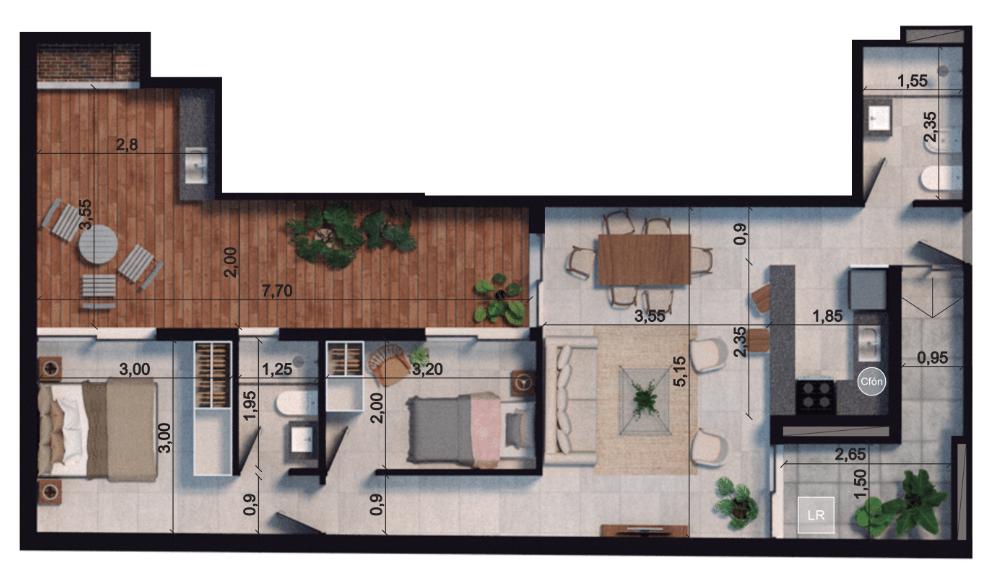 Venta 2 Dormitorios Amenities  Pocitos - Widok 3