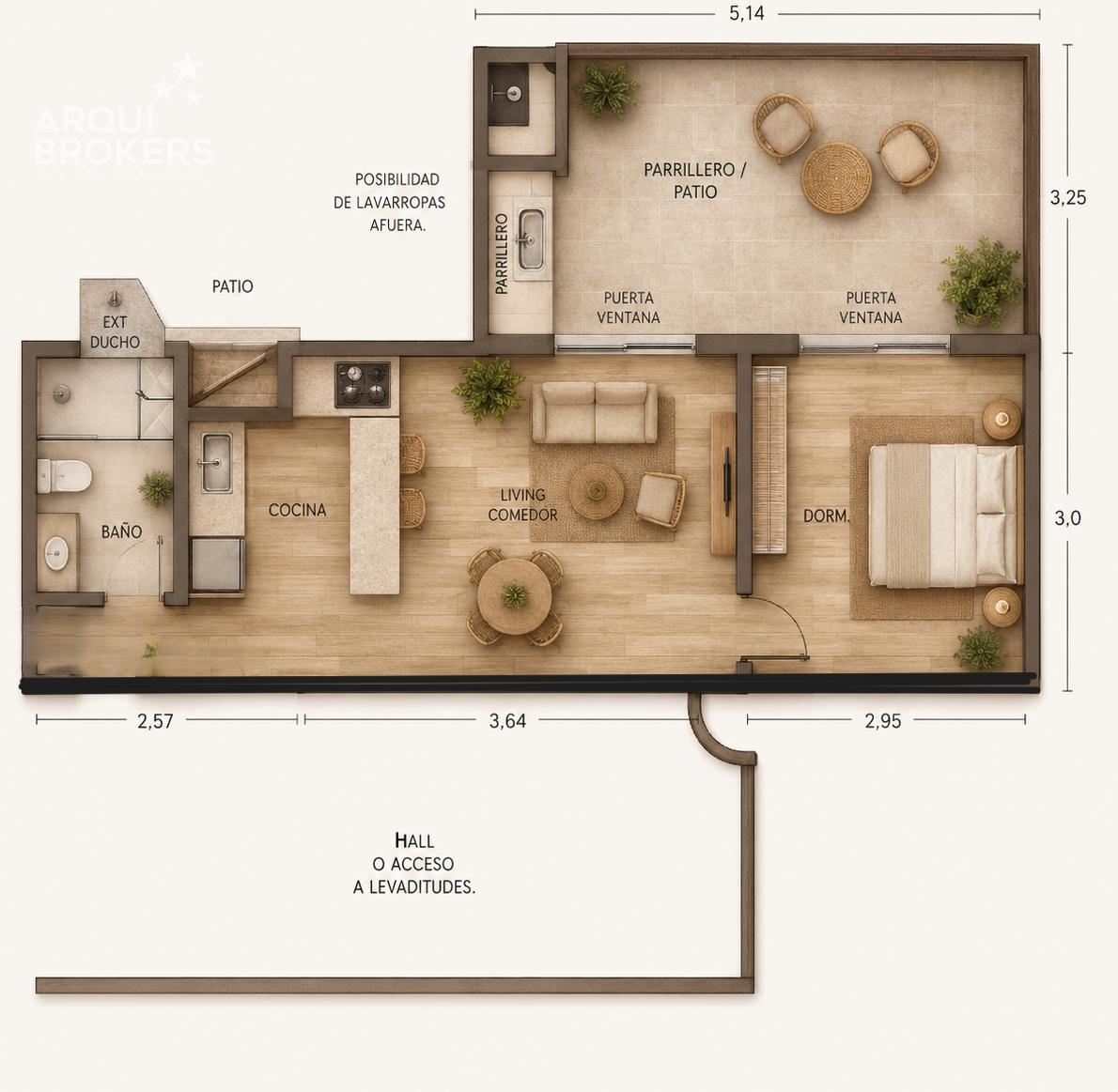 Apartamento de un dormitorio en venta en Pocitos Nuevo con patio - Vista 6