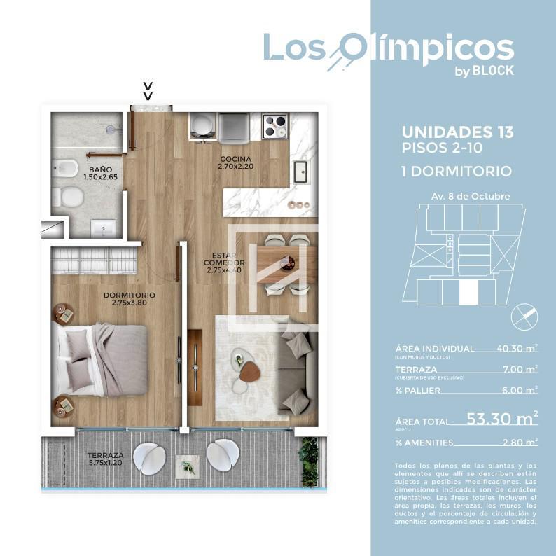 Los Olímpicos (713) - Venta de Apartamento 1 Dormitorio en La Blanqueada - A Estrenar! – pohled 2