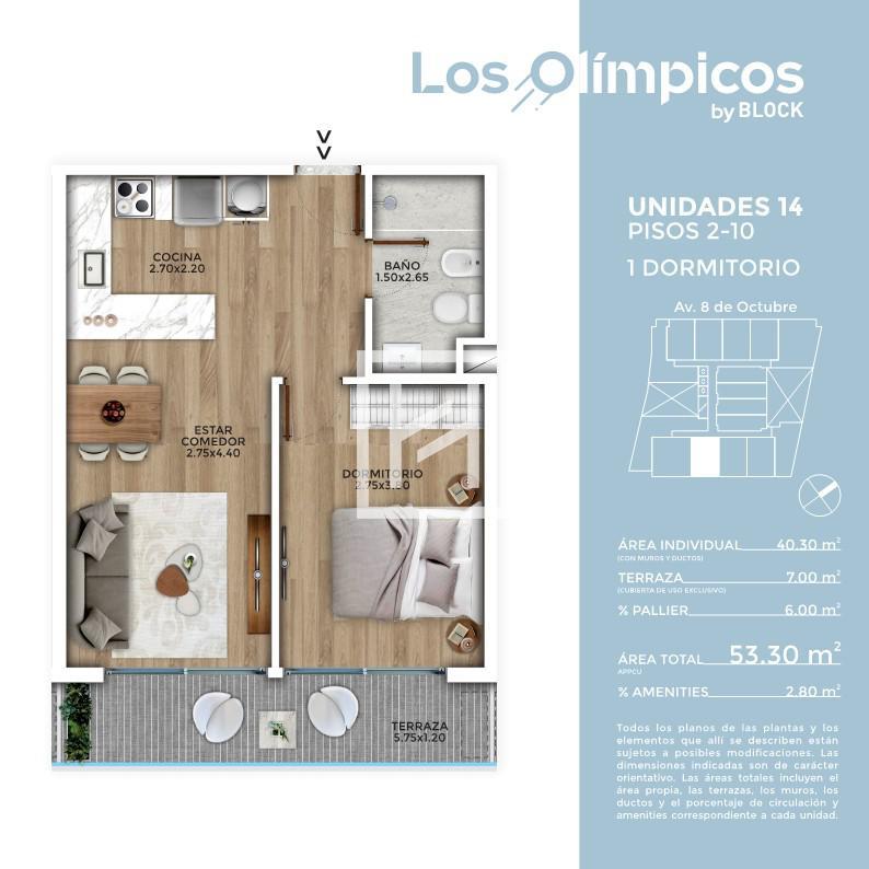 Los Olímpicos (914) - Venta de Apartamento 1 Dormitorio en la Blanqueada - A Estrenar! - Widok 3