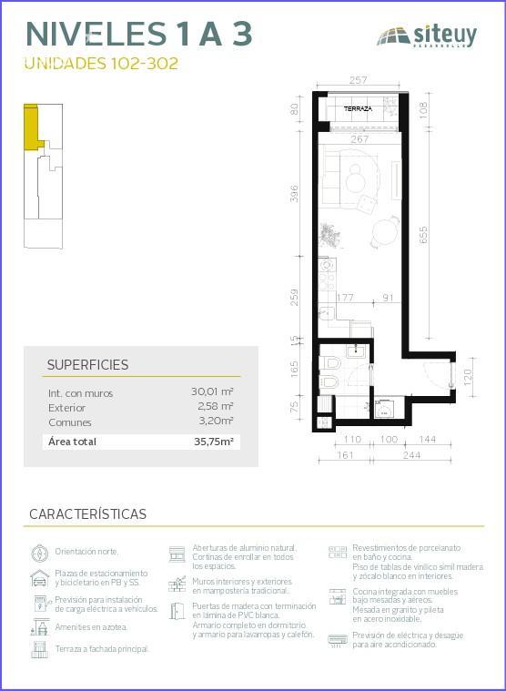 Apartamento monoambiente en venta en Cordón Sur - 102 - Ansicht 3
