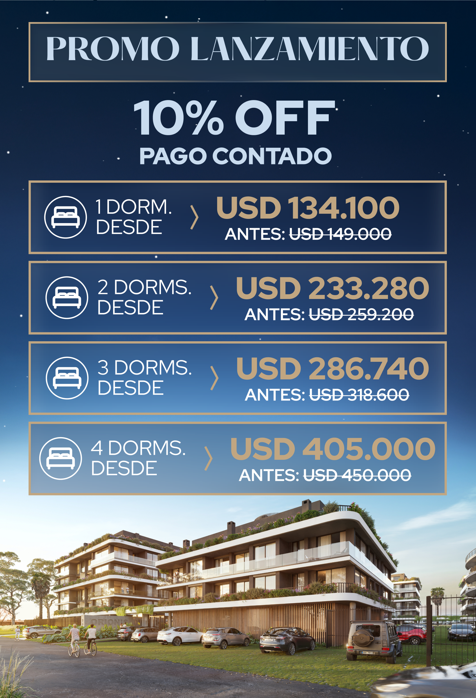 Tipologías y precios Orionis