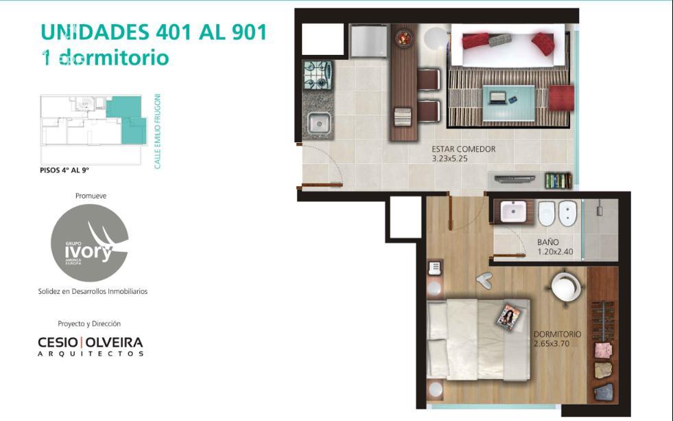 Apartamento de un dormitorio en venta en Parque Rodó con garaje - Vista 4