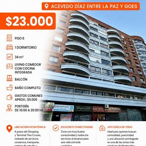 Oportunidad Alquiler Imperdible Apartamento 1 Dormitorio Con Balcón En Tres Cruces - Sexto Piso